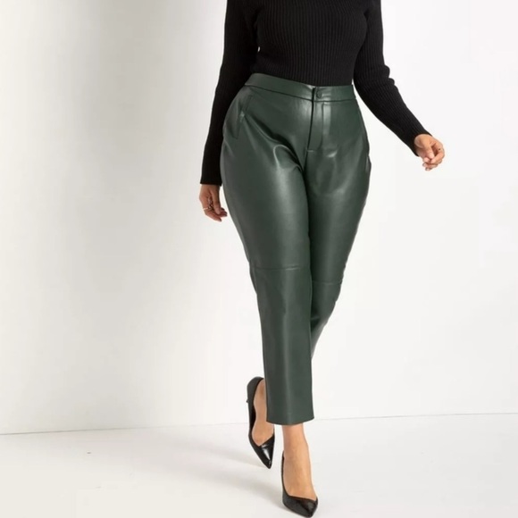 Eloquii Pants - 🌟Eloqui Gena Fit Slim Faux Leather Green Pant in Size 18🌟